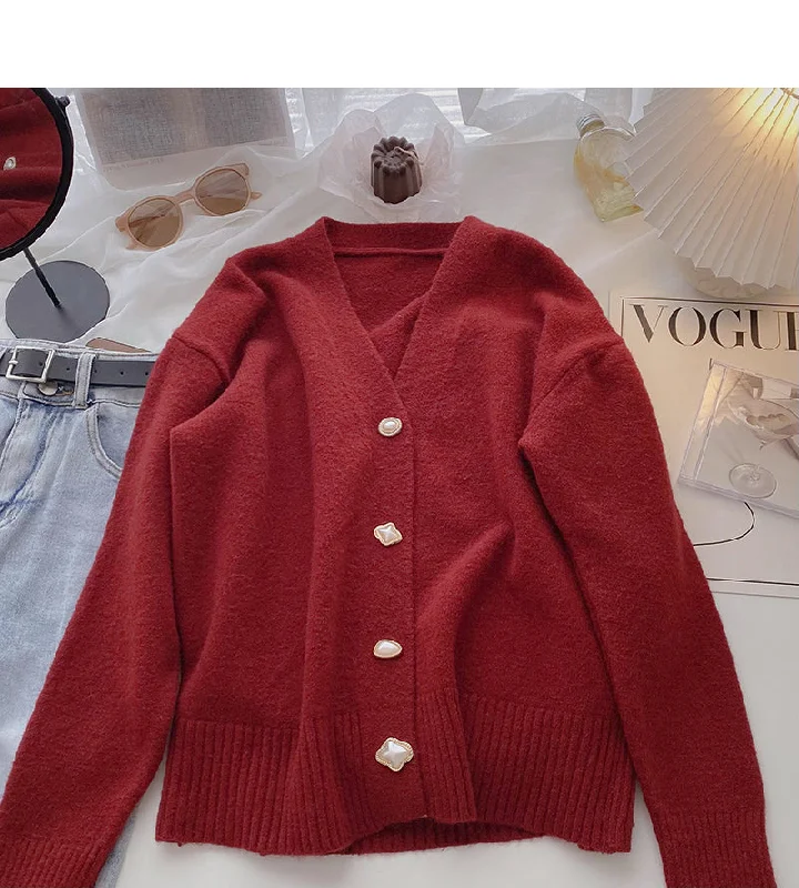 High-quality Design Korean retro personalized single breasted top fashion  5977