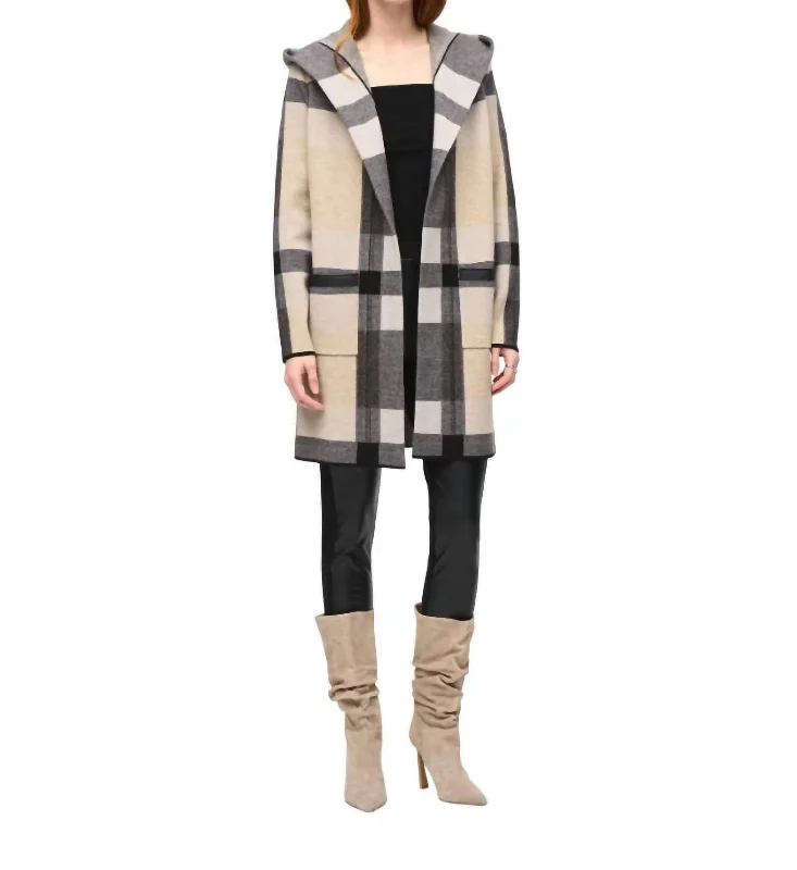 High-quality Fabrics Brushed Jacquard Sweater Cover Up In Black/oatmeal